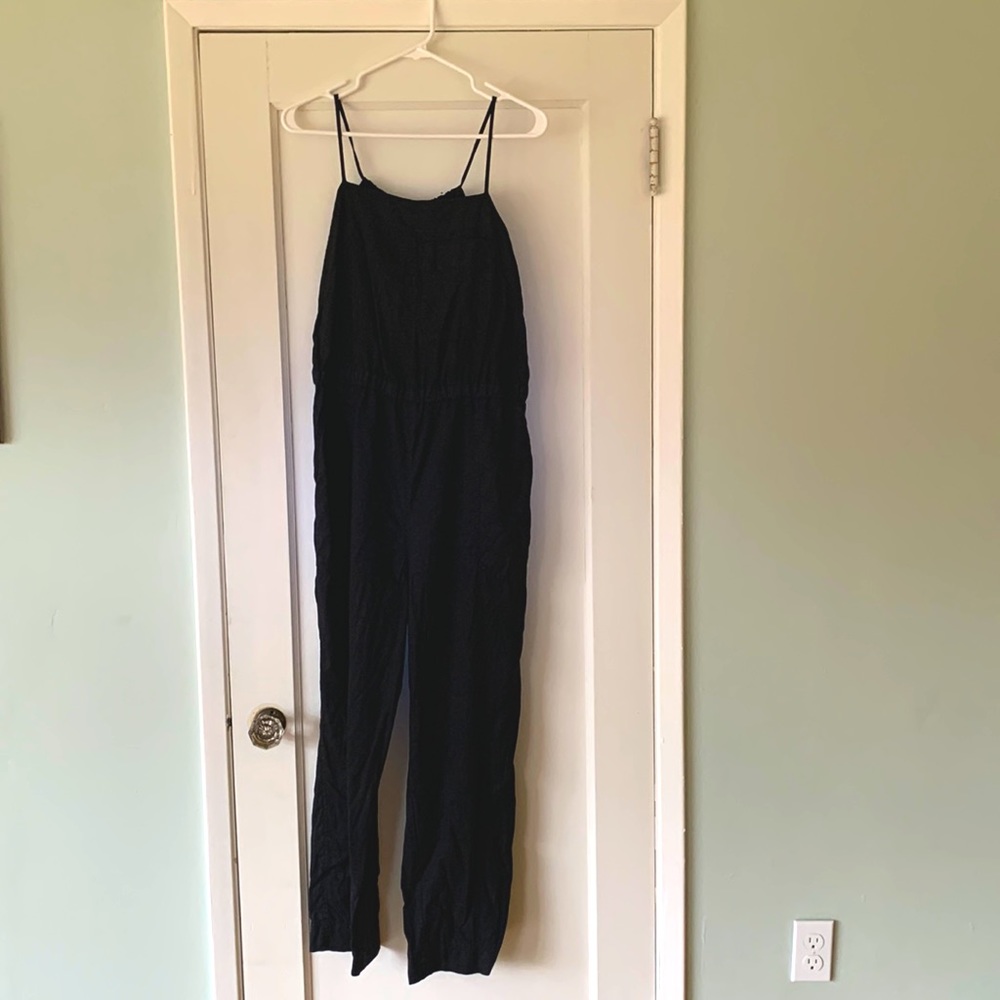 Everlane Linen Shoestring Apron Front Jumpsuit